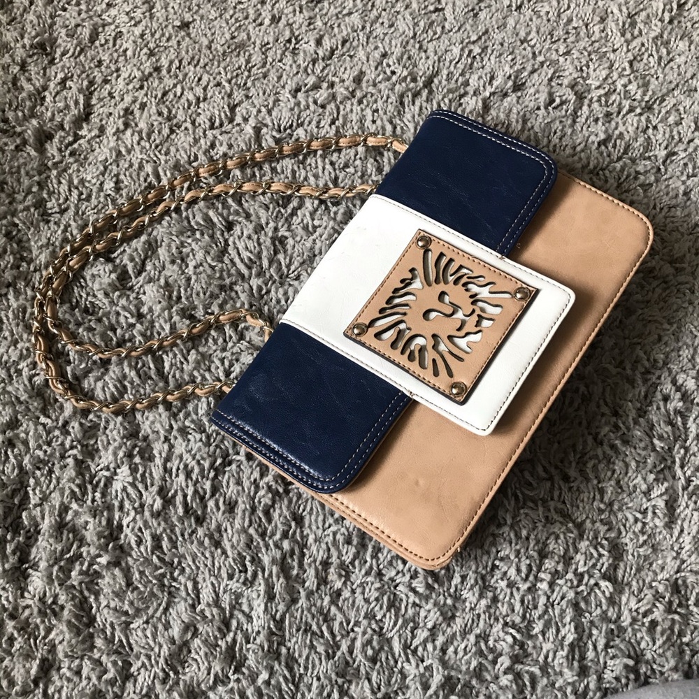 Navy, tan, and white Anne Klein handbag